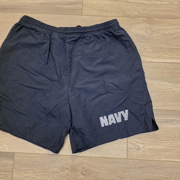 U.S. Navy Shorts Blue Mens Large Physical Fitness Uniform Nylon Reflective Short - Picture 3 of 7